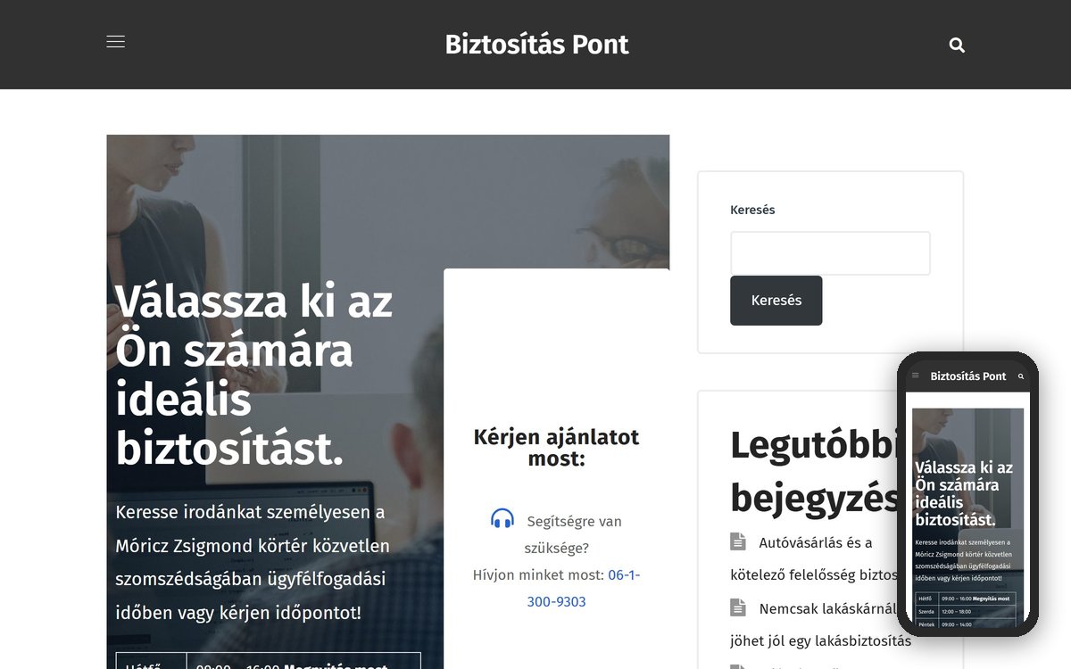 Biztosítás Pont weboldal – referencia
