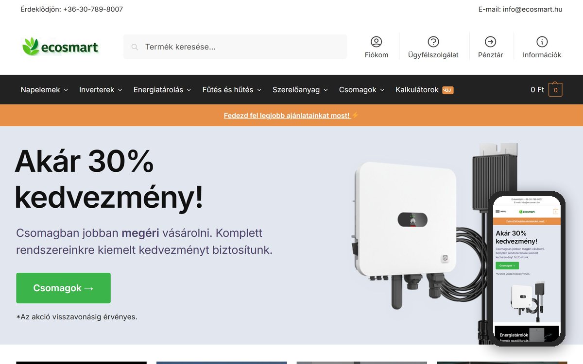 EcoSmart weboldal – referencia