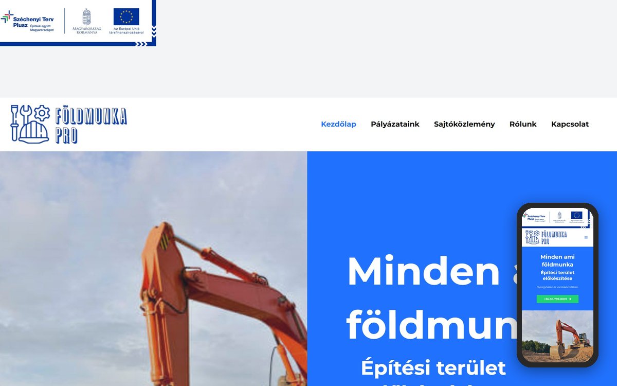 Földmunka Pro weboldal – referencia