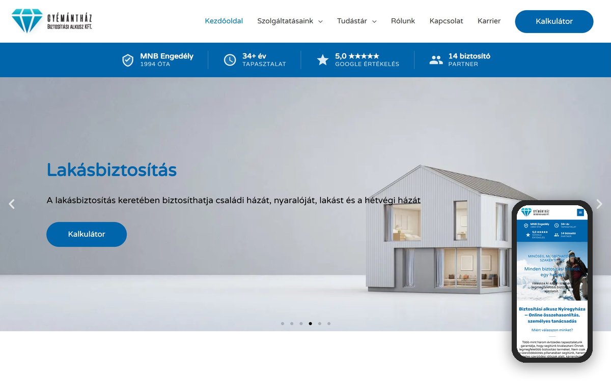 Gyémántház weboldal – referencia