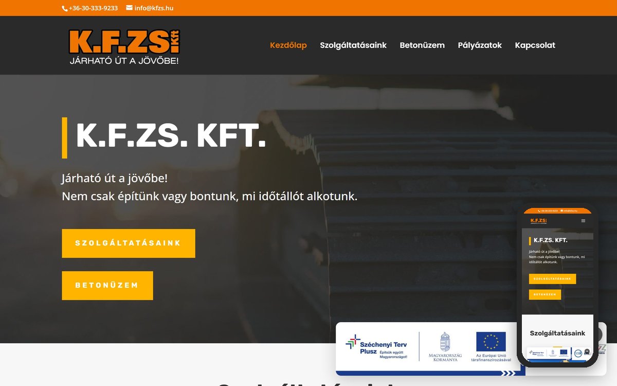 K.F.ZS. Kft. weboldal – referencia