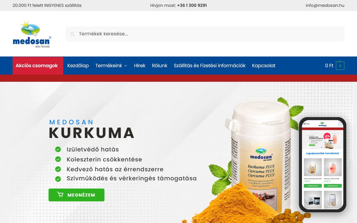 Medosan weboldal – referencia