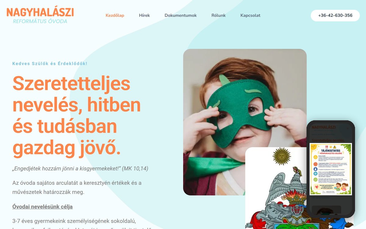 Nagyhalászi Református Óvoda weboldal – referencia