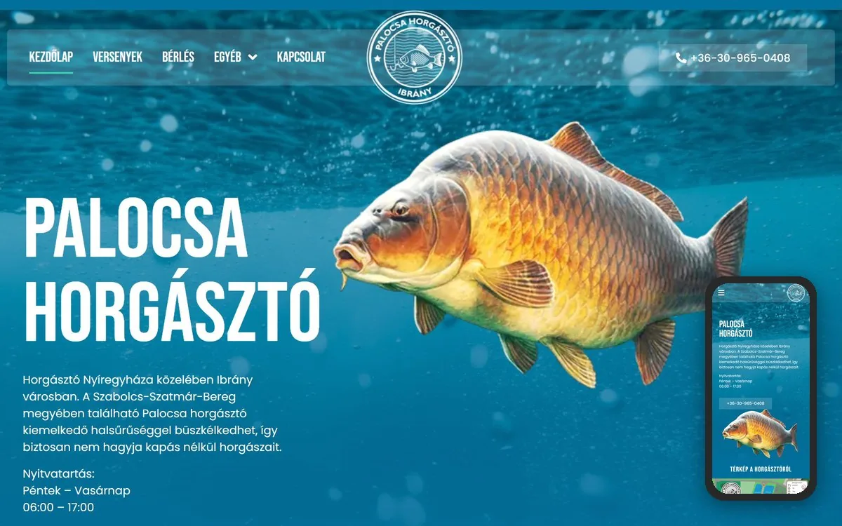 Palocsa Horgásztó weboldal – referencia