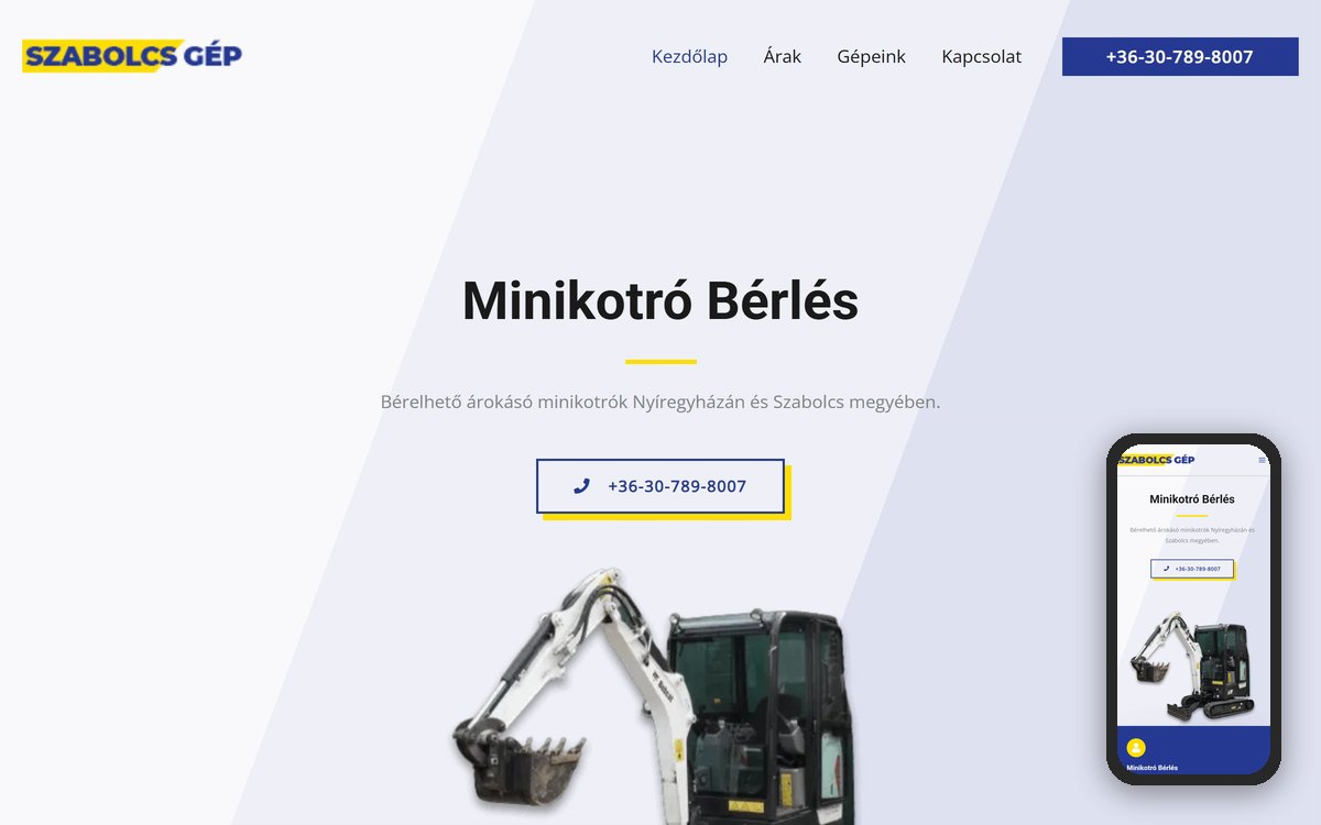 Szabolcs Gép weboldal – referencia